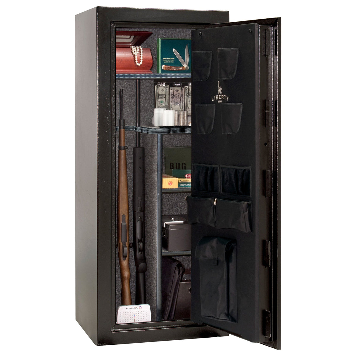 Centurion 18 | Level 1 Security | 30 Minute Fire Protection | Dimensions: 59.5&quot; x 24.25&quot; x 20&quot; | Textured Black | Elock - Open Door