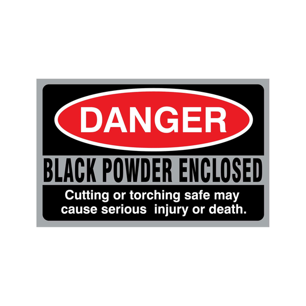 Accessory - Security - Sticker - Danger Black Powder Enclosed